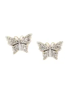 ODETTE Gold-Plated Stone Butterfly Shaped Stud Earrings
