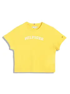 Tommy Hilfiger Girls Round Neck Regular Fit Pure Cotton T-shirt