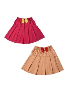 POMY & JINNY Girls Pack of 2 Pure Cotton Flared Mini Skirts