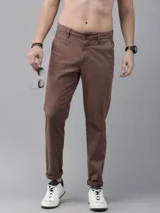The Roadster Life Co. Men Solid Regular Fit Mid-Rise Trousers