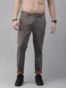 The Roadster Life Co. Men Solid Regular Fit Mid-Rise Trousers