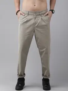 The Roadster Life Co. Men Relaxed Fit Pleated Mid-Rise Trousers