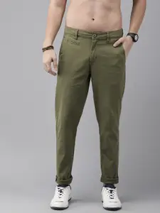 The Roadster Life Co. Men Solid Regular Fit Mid-Rise Trousers