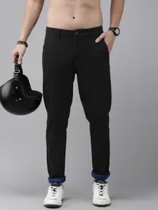 The Roadster Life Co. Men Solid Regular Fit Mid-Rise Trousers