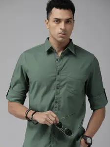 The Roadster Life Co. Self Design Roll-up Sleeves Casual Shirt