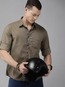 The Roadster Life Co. Self Design Roll-up Sleeves Casual Shirt