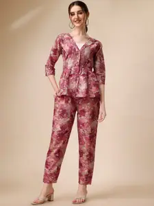 Vaidehi Fashion Floral Printed Cotton Top With Trousers