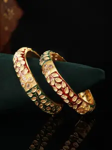 Priyaasi Set of 2 Gold-Plated Stone-Studded Bangles