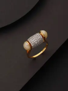 Priyaasi Gold-Plated AD-Studded Barrel Finger Ring