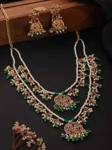 Priyaasi Gold-Plated Kemp Stone Necklace With jhumka