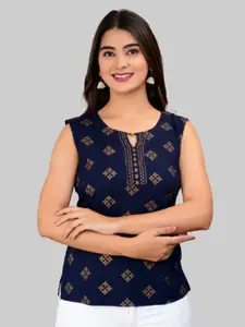 BAESD Floral Printed Keyhole Neck Top