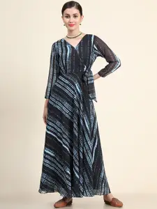 KALINI Tie And Dye Printed Fit & Flare Maxi Dresses
