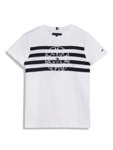 Tommy Hilfiger Boys Typography Printed Round Neck Regular Fit Cotton Casual T-shirt