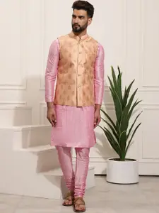 SOJANYA Mandarin Collar Kurta With Churidar & Nehru Jacket
