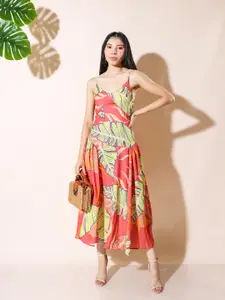 Stylecast X Hersheinbox Tropical Print Crepe Empire Midi Dress