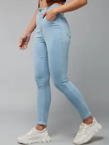 DOLCE CRUDO Women Blue Skinny Fit High-Rise Clean Look Stretchable Jeans