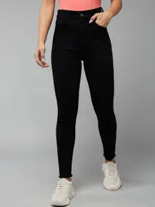 DOLCE CRUDO Women Black Skinny Fit High-Rise Stretchable Jeans
