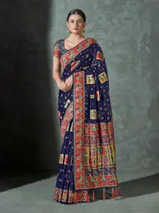 MONJOLIKA FASHION Ethnic Motifs Woven Design Zari Silk Cotton Jamdani Saree