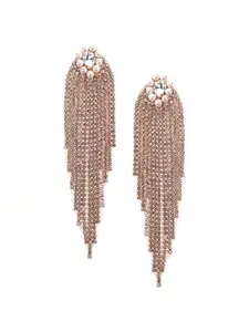 ODETTE Gold-Plated Crystals Contemporary Drop Earrings