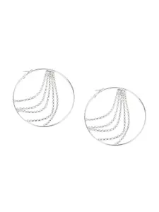 ODETTE Silver-Plated Stone-Studded Hoop Earrings