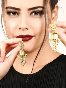 ODETTE Gold Plated Crystal Studded Drop Earrings