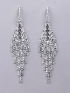 ODETTE Silver-Plated Crystal Contemporary Drop Earrings
