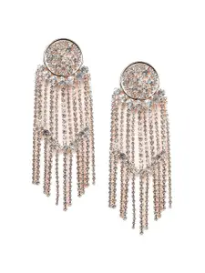 ODETTE Gold-Plated Crystal Studded Contemporary Drop Earrings