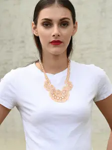 ODETTE Gold-Plated Stone-Studded & Beaded Necklace With Earrings