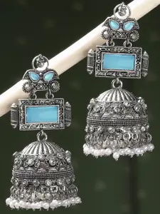 OOMPH Beaded Dome-Shaped Oxidised Jhumkas