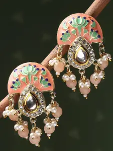 OOMPH Beaded Contemporary Meenakari Drop Earrings
