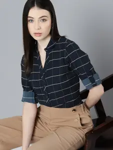 Chemistry Women Classic Windowpane Checked Casual Shirt