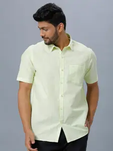 Ramraj Spread Collar Short Sleeves Regular Fit Cotton Casual Shirt