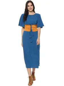 Zima Leto Women Blue Solid Midi Sheath Dress