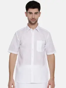 Ramraj Spread Collar Semi Sheer Regular Fit Cotton Casual Shirt