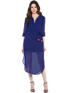Zima Leto Women Blue Solid A-Line Dress