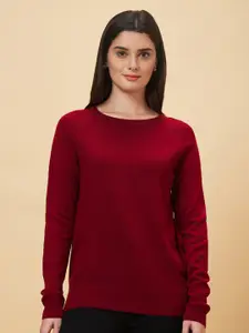 Globus Red Round Neck Acrylic Sweater