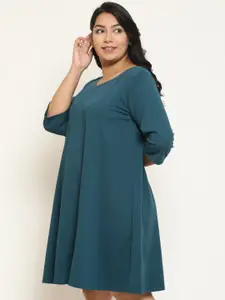 Amydus Plus Size V-Neck A-Line Dress