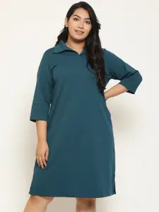 Amydus Plus Size Shirt Collar A-Line Dress
