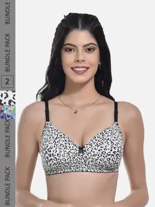 StyFun Pack Of 2 Abstract Printed Full Coverage Lightly Padded All Day Comfort Bra