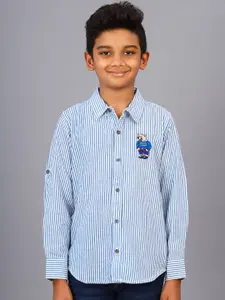 ZION Boys Classic Vertical Stripes Opaque Cotton Casual Shirt