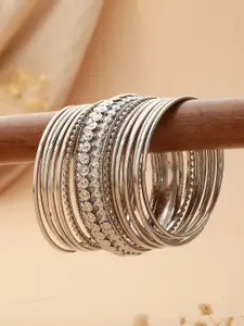 Jazz and Sizzle Set Of 15 Silver-Plated Oxidised Bangles