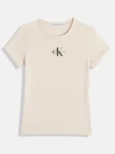 Calvin Klein Jeans Girls Brand Logo Printed Pure Cotton T-shirt