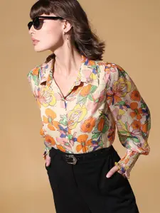 Vero Moda Floral Printed Puff Sleeves Regular Fit Casual Shirt