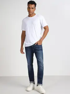 Lee Men Bruce Skinny Fit Low Distress Light Fade Clean Look Cotton Jeans