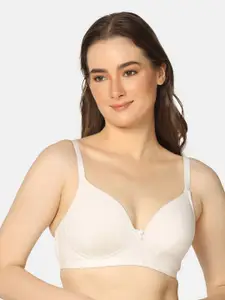 Da Intimo White Full Coverage Lightly Padded Cotton Everyday Bra All Day Comfort