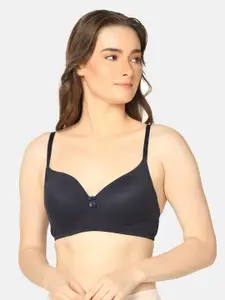 Da Intimo Navy Blue Full Coverage Lightly Padded Cotton Everyday Bra All Day Comfort