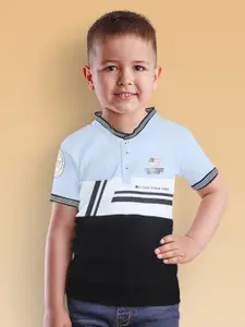 Duke Boys Colourblocked Mandarin Collar Slim Fit Cotton T-shirt