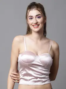 PrettyCat Half Coverage Lightly Padded Satin Bralette Bra With All Day Comfort