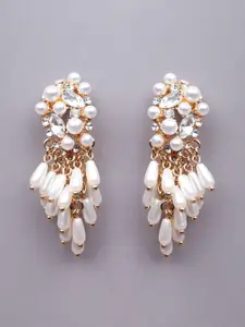 ODETTE Gold-Plated Beaded Contemporary Drop Earrings