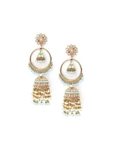 ODETTE Gold Plated Dome Shaped Beaded Jhumkas